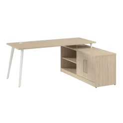 Bush Business Furniture Vista 72"W L Shaped Desk with Low Storage Cabinet, Natural Elm (VST005NE)
