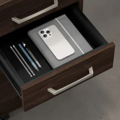 Bush Business Furniture Vista Wardrobe Cabinet with Drawers, Black Walnut (VSS130BWK)