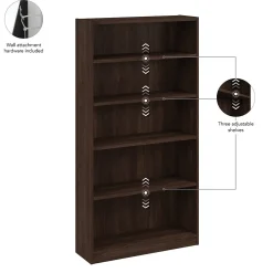Bush Business Furniture Vista Tall 5 Shelf Bookcase, Black Walnut (VSB12453-Z)