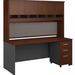Bush Business Furniture Westfield 72"W Office Desk with Hutch and Mobile File Cabinet, Hansen Cherry/Graphite Gray (SRC080HCSU)