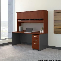 Bush Business Furniture Westfield 72"W Office Desk with Hutch and Mobile File Cabinet, Hansen Cherry/Graphite Gray (SRC080HCSU)