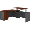 Bush Business Furniture Westfield 60"W Right Hand 3 Position Sit to Stand L Desk w File Cabinet, Hansen Cherry (SRC128HCSU)
