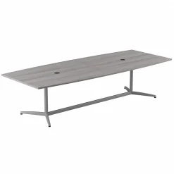 Bush Business Furniture 120W x 48D Boat Shaped Conference Table with Metal Base, Platinum Gray (99TBM120PGSVK)