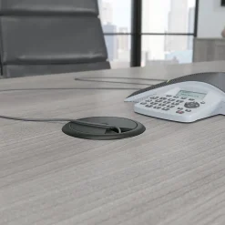 Bush Business Furniture 120W x 48D Boat Shaped Conference Table with Metal Base, Platinum Gray (99TBM120PGSVK)