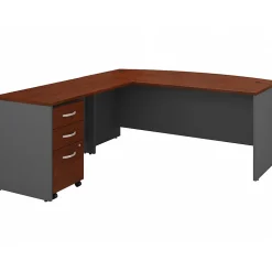 Bush Business Furniture Westfield 72"W L Shaped Desk with Return and File Cabinet, Hansen Cherry/Graphite Gray (SRC084HCSU)