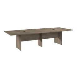 Bush Business Furniture 120W x 48D Boat Shaped Conference Table with Wood Base, Modern Hickory (99TB12048MHK)