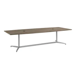 Bush Business Furniture 120W x 48D Boat Shaped Conference Table with Metal Base, Modern Hickory (99TBM120MHSVK)