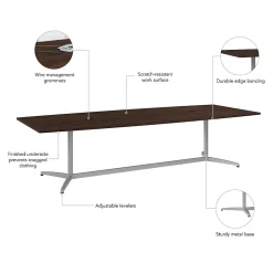 Bush Business Furniture 120W x 48D Boat Shaped Conference Table with Metal Base, Black Walnut (99TBM120BWSVK)