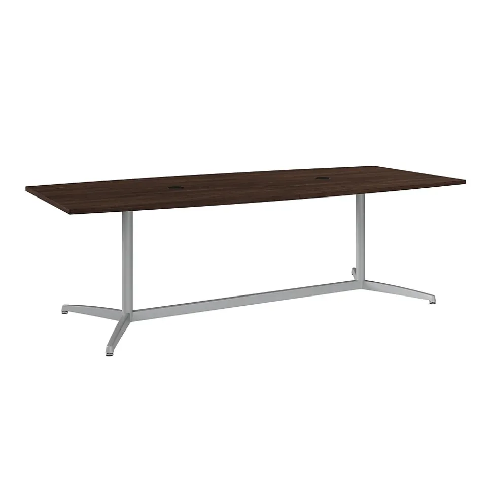 Bush Business Furniture 96W x 42D Boat Shaped Conference Table with Metal Base, Black Walnut (99TBM96BWSVK)