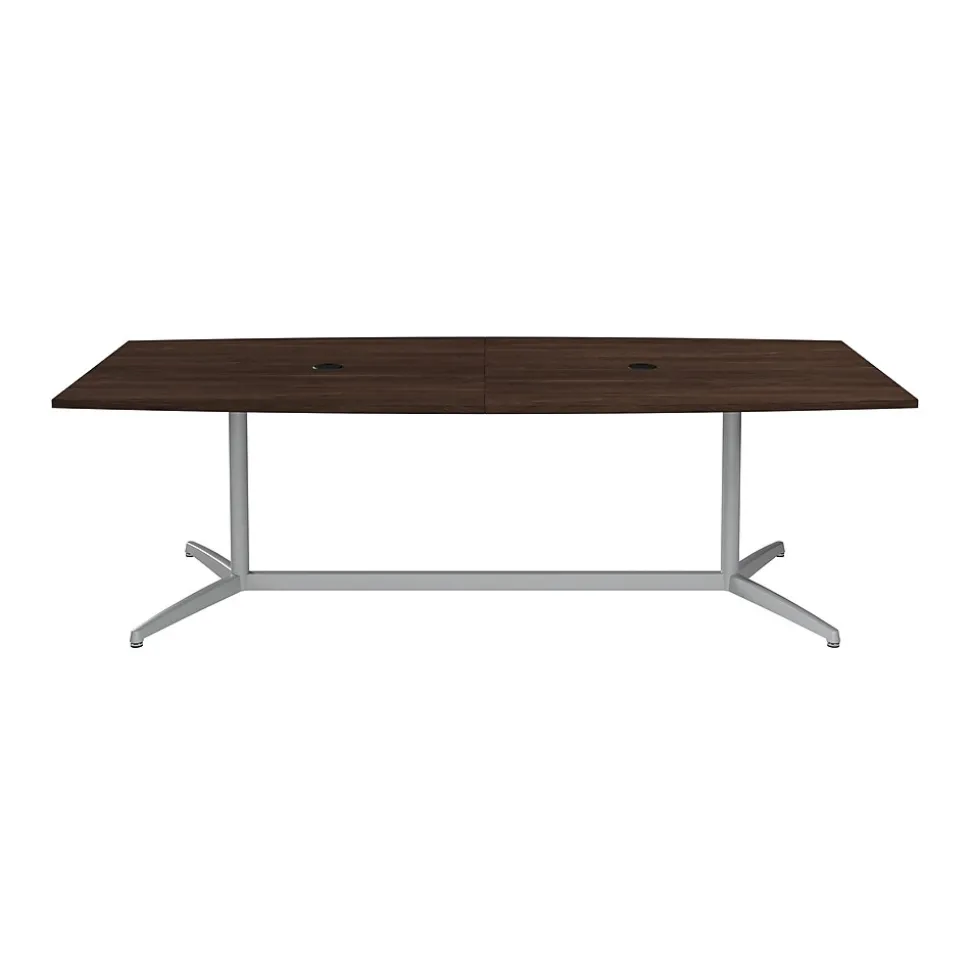 Bush Business Furniture 96W x 42D Boat Shaped Conference Table with Metal Base, Black Walnut (99TBM96BWSVK)
