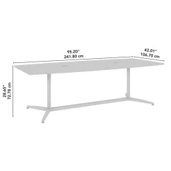 Bush Business Furniture 96W x 42D Boat Shaped Conference Table with Metal Base, Black Walnut (99TBM96BWSVK)