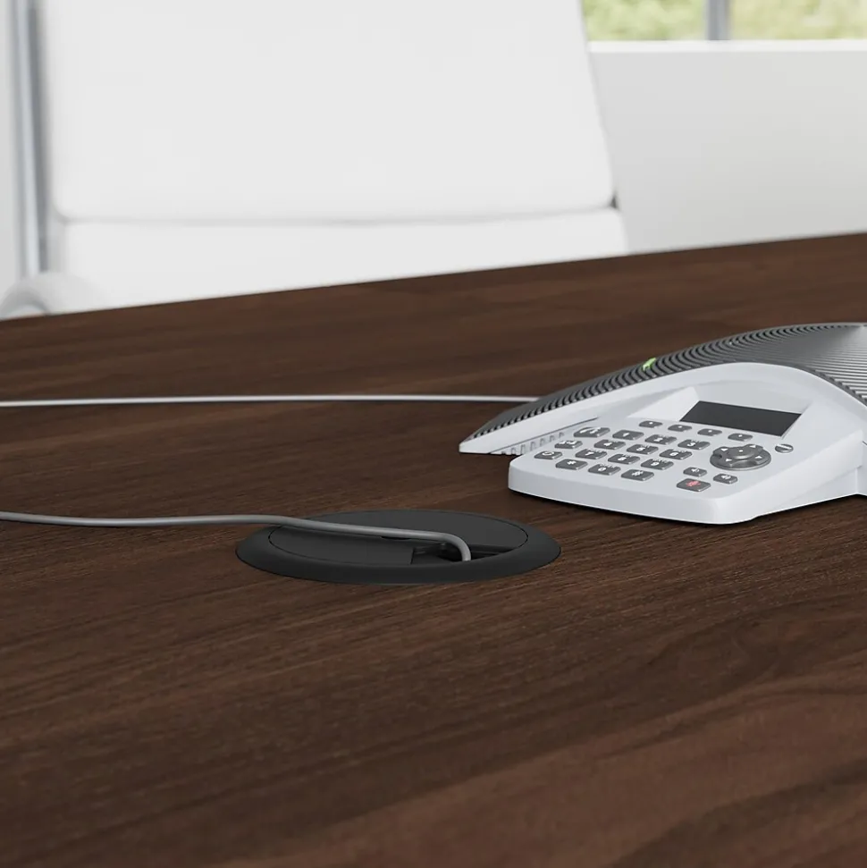 Bush Business Furniture 96W x 42D Boat Shaped Conference Table with Metal Base, Black Walnut (99TBM96BWSVK)