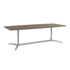 Bush Business Furniture 96W x 42D Boat Shaped Conference Table with Metal Base, Modern Hickory (99TBM96MHSVK)