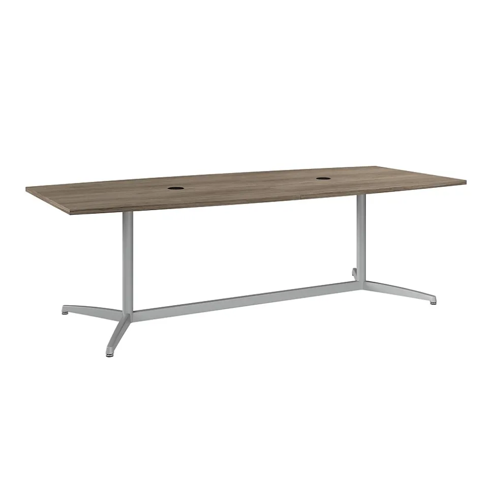 Bush Business Furniture 96W x 42D Boat Shaped Conference Table with Metal Base, Modern Hickory (99TBM96MHSVK)