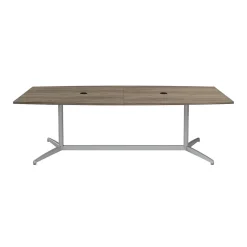 Bush Business Furniture 96W x 42D Boat Shaped Conference Table with Metal Base, Modern Hickory (99TBM96MHSVK)