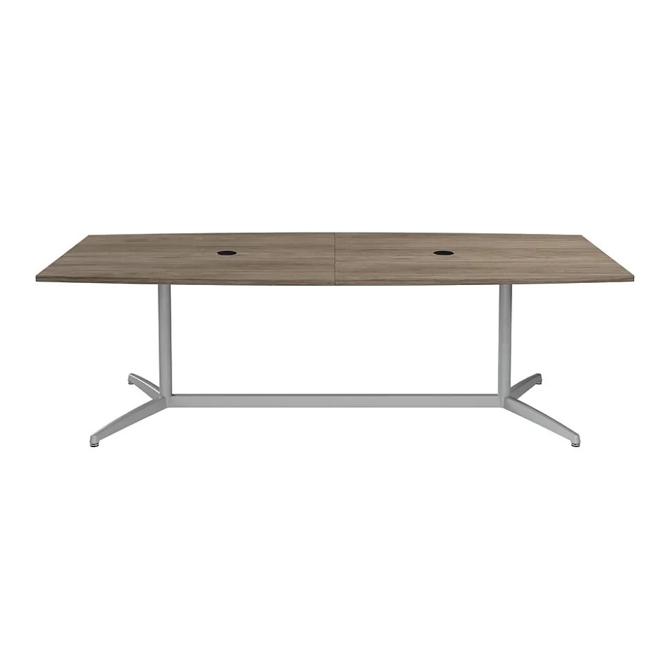 Bush Business Furniture 96W x 42D Boat Shaped Conference Table with Metal Base, Modern Hickory (99TBM96MHSVK)