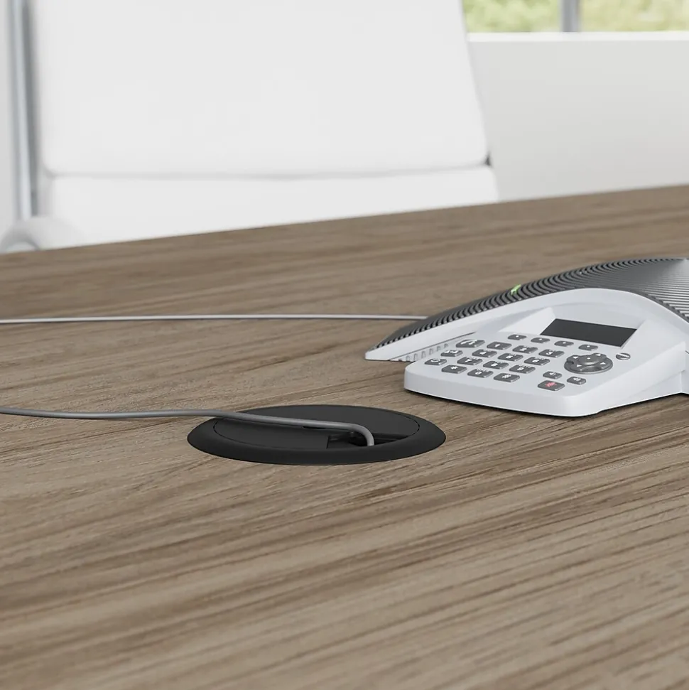 Bush Business Furniture 96W x 42D Boat Shaped Conference Table with Metal Base, Modern Hickory (99TBM96MHSVK)