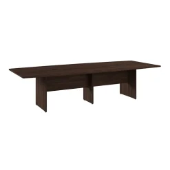 Bush Business Furniture 120W x 48D Boat Shaped Conference Table with Wood Base, Black Walnut (99TB12048BWK)