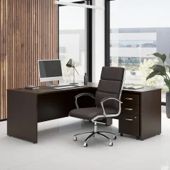 Bush Business Furniture Westfield 72"W L Shaped Desk with 42W Return and Mobile File Cabinet, Mocha Cherry (SRC166MRSU)