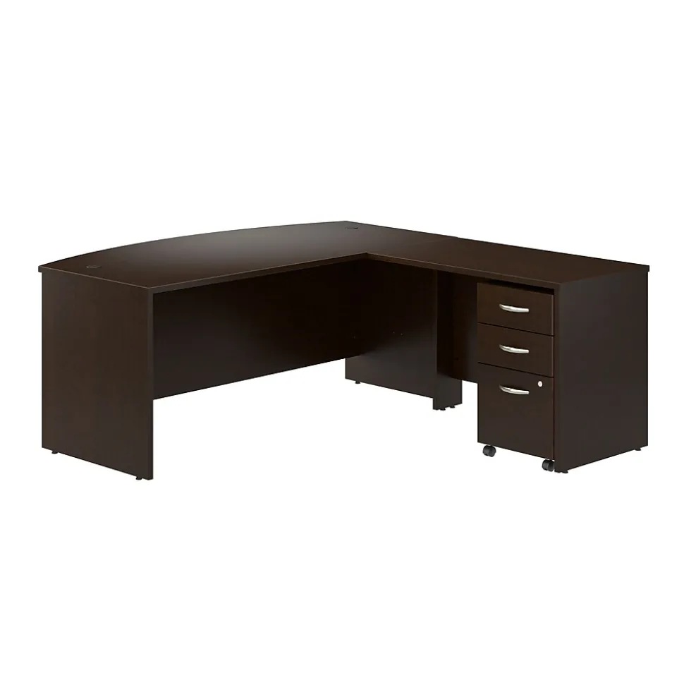 Bush Business Furniture Westfield 72W Bow Front L Shaped Desk with 42W Return and Mobile File Cabinet, Mocha Cherry (SRC167MRSU)