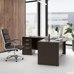 Bush Business Furniture Westfield 72W Bow Front L Shaped Desk with 42W Return and Mobile File Cabinet, Mocha Cherry (SRC167MRSU)
