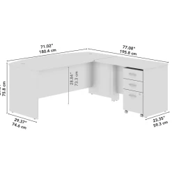 Bush Business Furniture Westfield 72W Bow Front L Shaped Desk with 42W Return and Mobile File Cabinet, Mocha Cherry (SRC167MRSU)