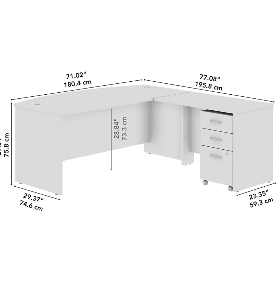 Bush Business Furniture Westfield 72W Bow Front L Shaped Desk with 42W Return and Mobile File Cabinet, Mocha Cherry (SRC167MRSU)