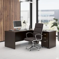 Bush Business Furniture Westfield 66"W L Shaped Desk with 42W Return and Mobile File Cabinet, Mocha Cherry (SRC165MRSU)