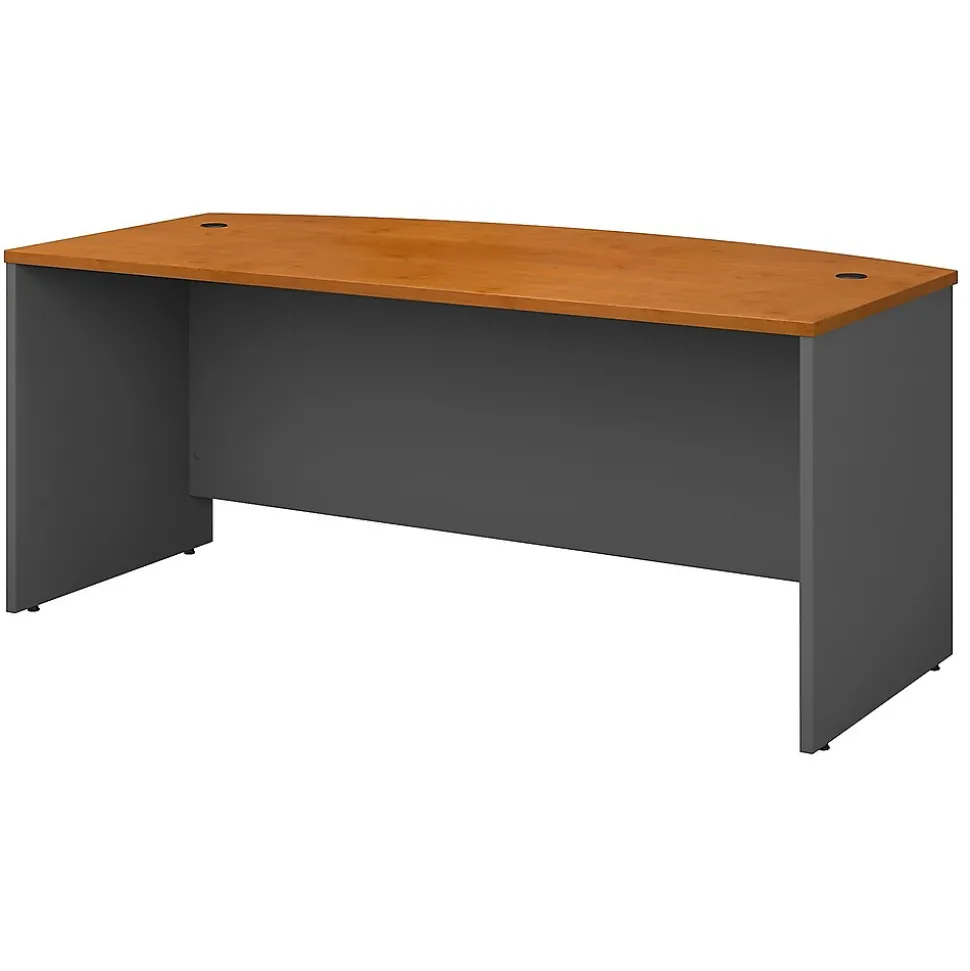 Bush Business Furniture Westfield 72"W Bow Front Desk, Natural Cherry/Graphite Gray (WC72446)