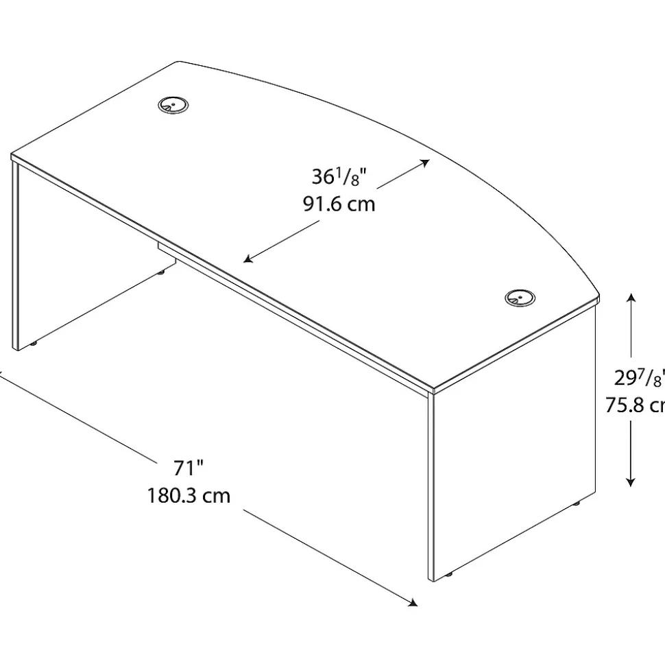 Bush Business Furniture Westfield 72"W Bow Front Desk, Natural Cherry/Graphite Gray (WC72446)