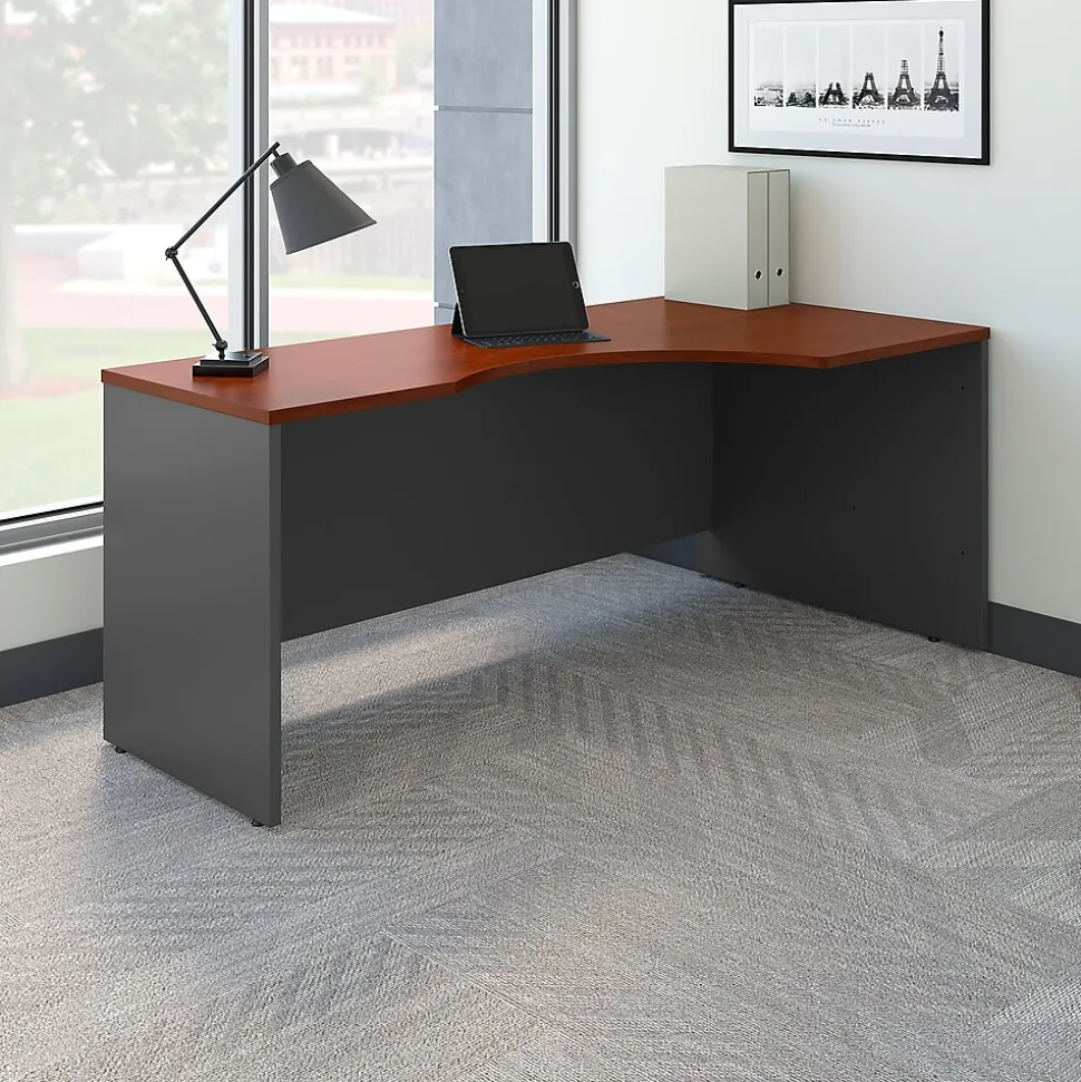 Bush Business Furniture Westfield 72"W Right Handed Corner Desk, Hansen Cherry/Graphite Gray (WC24423)
