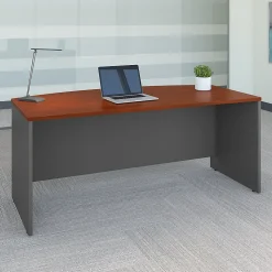 Bush Business Furniture Westfield 72"W Bow Front Desk, Hansen Cherry/Graphite Gray (WC24446)