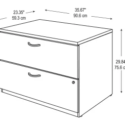 Bush Business Furniture Westfield 36W 2 Drawer Lateral File Cabinet, Hansen Cherry/Graphite Gray (WC24454C)