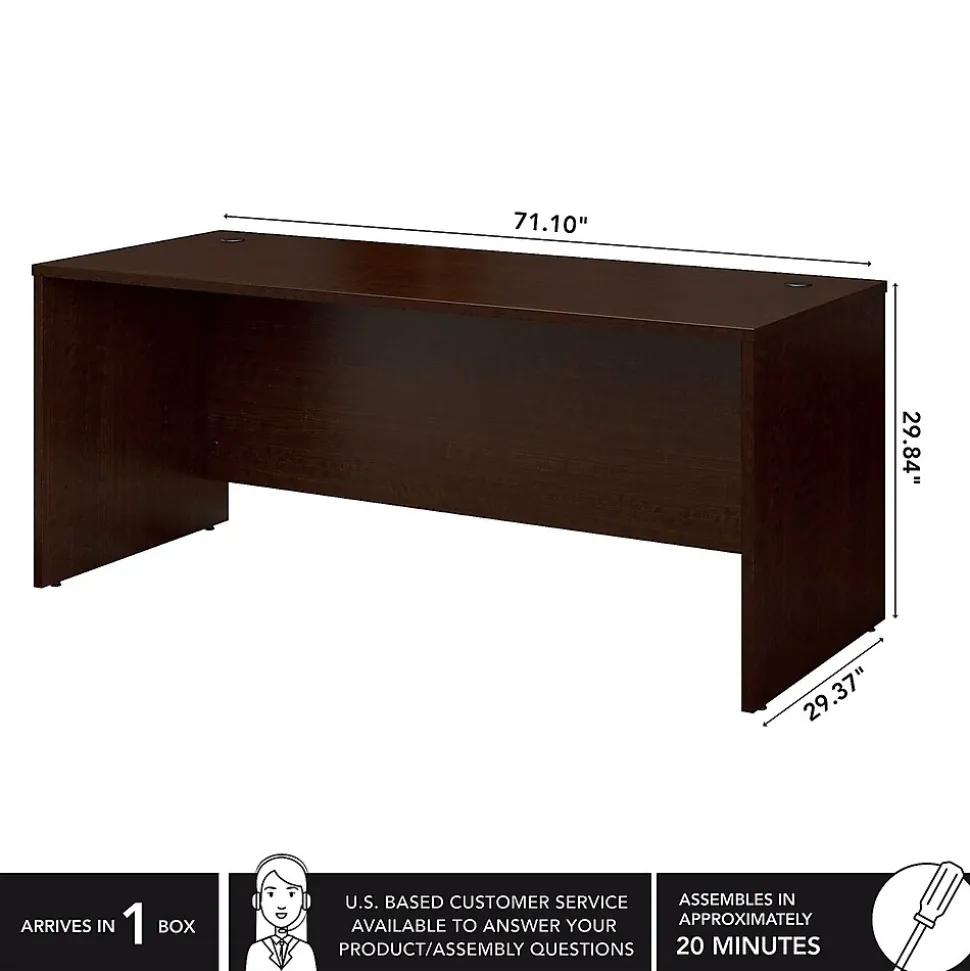 Bush Business Furniture Westfield 72"W Office Desk, Mocha Cherry (WC12936)