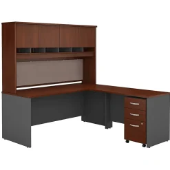 Bush Business Furniture Westfield 72W L Shaped Desk with Hutch and Mobile File Cabinet, Hansen Cherry (SRC0018HCSU)