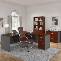 Bush Business Furniture Westfield 72W L Shaped Desk with 48W Return and Mobile File Cabinet, Hansen Cherry (SRC001HCSU)