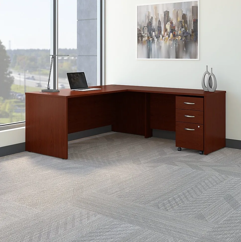 Bush Business Furniture Westfield 72W L Shaped Desk with 48W Return and Mobile File Cabinet, Mahogany (SRC001MASU)