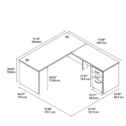 Bush Business Furniture Westfield 72W L Shaped Desk with 48W Return and Mobile File Cabinet, Mocha Cherry (SRC001MRSU)