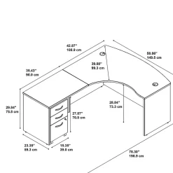 Bush Business Furniture Westfield Left Handed L Shaped Desk with Mobile File Cabinet, Mocha Cherry (SRC007MRLSU)