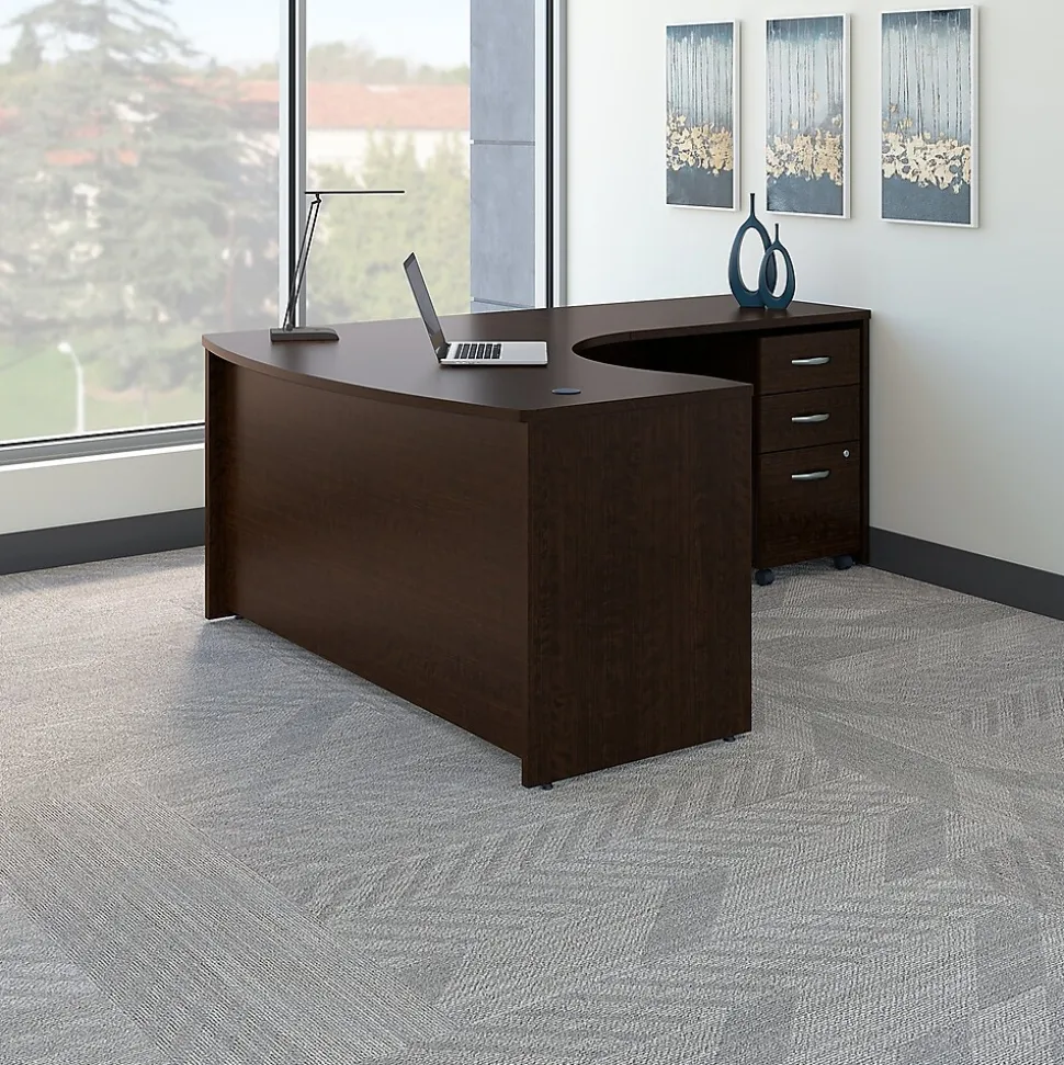 Bush Business Furniture Westfield Right Handed L Shaped Desk with Mobile File Cabinet, Mocha Cherry (SRC007MRRSU)