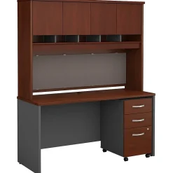 Bush Business Furniture Westfield 60"W Office Desk with Hutch and Mobile File Cabinet, Hansen Cherry (SRC014HCSU)