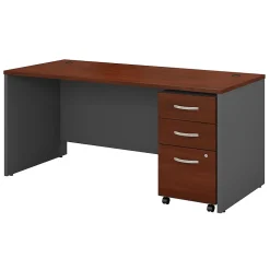 Bush Business Furniture Westfield 66W x 30D Office Desk with Mobile File Cabinet, Hansen Cherry (SRC015HCSU)
