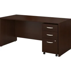 Bush Business Furniture Westfield 66W x 30D Office Desk with Mobile File Cabinet, Mocha Cherry (SRC015MRSU)