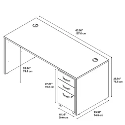 Bush Business Furniture Westfield 66W x 30D Office Desk with Mobile File Cabinet, Mocha Cherry (SRC015MRSU)