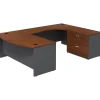 Bush Business Furniture Westfield Bow Front Right Handed U Shaped Desk with Lateral File Cabinet, Hansen Cherry (SRC019HCRSU)