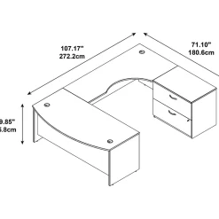 Bush Business Furniture Westfield Bow Front Right Handed U Shaped Desk with Lateral File Cabinet, Hansen Cherry (SRC019HCRSU)