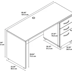Bush Business Furniture Westfield 60W x 24D Office Desk with Mobile File Cabinet, Mahogany (SRC025MASU)