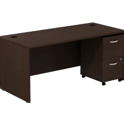 Bush Business Furniture Westfield Desk w/ 2 Drawer Mobile Pedestal, Mocha Cherry (SRC028MRSU)