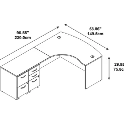 Bush Business Furniture Westfield Bow Front Left Handed L Shaped Desk w/ 2 Mobile Pedestals, Hansen Cherry (SRC034HCLSU)