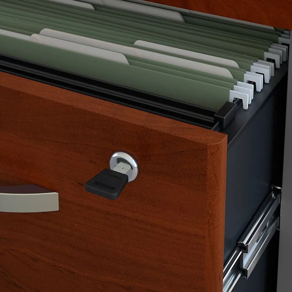 Bush Business Furniture Westfield Bow Front Left Handed L Shaped Desk w/ 2 Mobile Pedestals, Hansen Cherry (SRC034HCLSU)